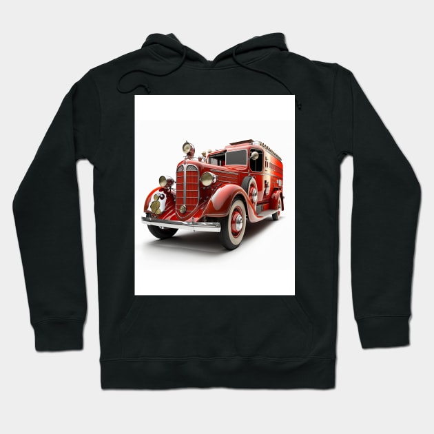 Art Deco Fire Truck Hoodie by TheArtfulAI